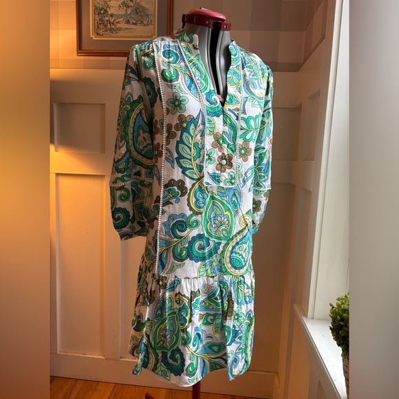 Dresses & Skirts - Floral Paisley Dress in Blue and Green Size Large
